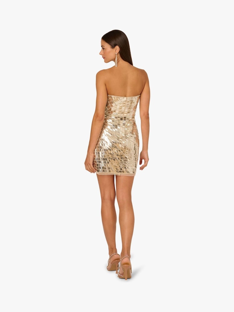 Strapless Curved Neck Mini/Short Sequin Occasion Bodycon Adrianna Papell ADAE212553