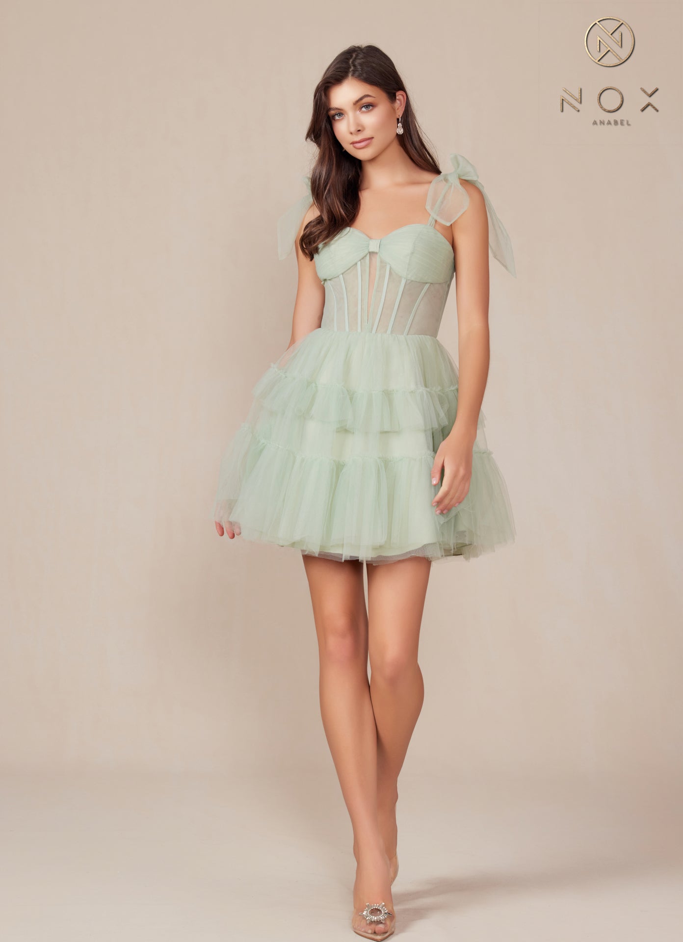 Cocktail Dresses Homecoming A Line Tiered Cocktail Dress  Sage Green