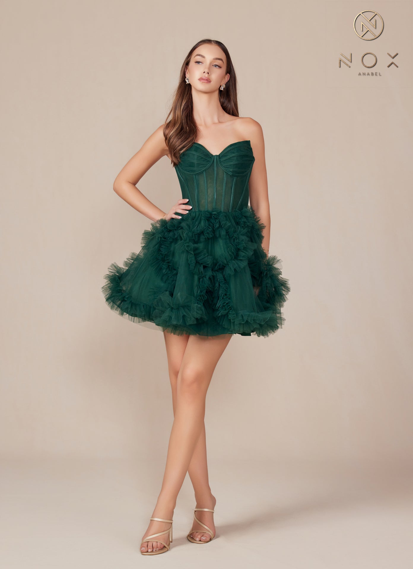 Cocktail Dresses Short Ruffle Cocktail Dress Emerald