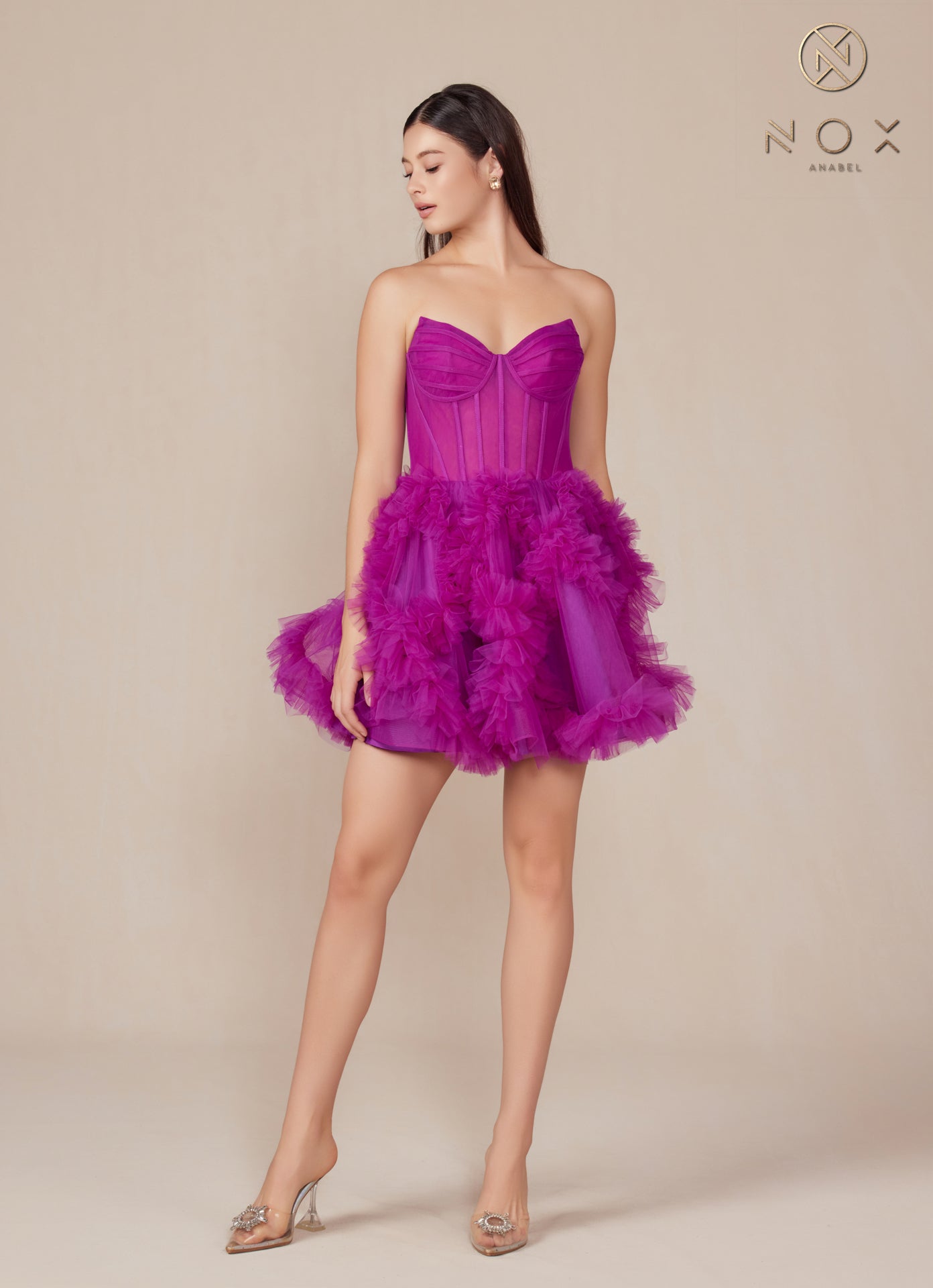Nox Anabel Y859 Short Homecoming A Line Ruffle Cocktail Dress