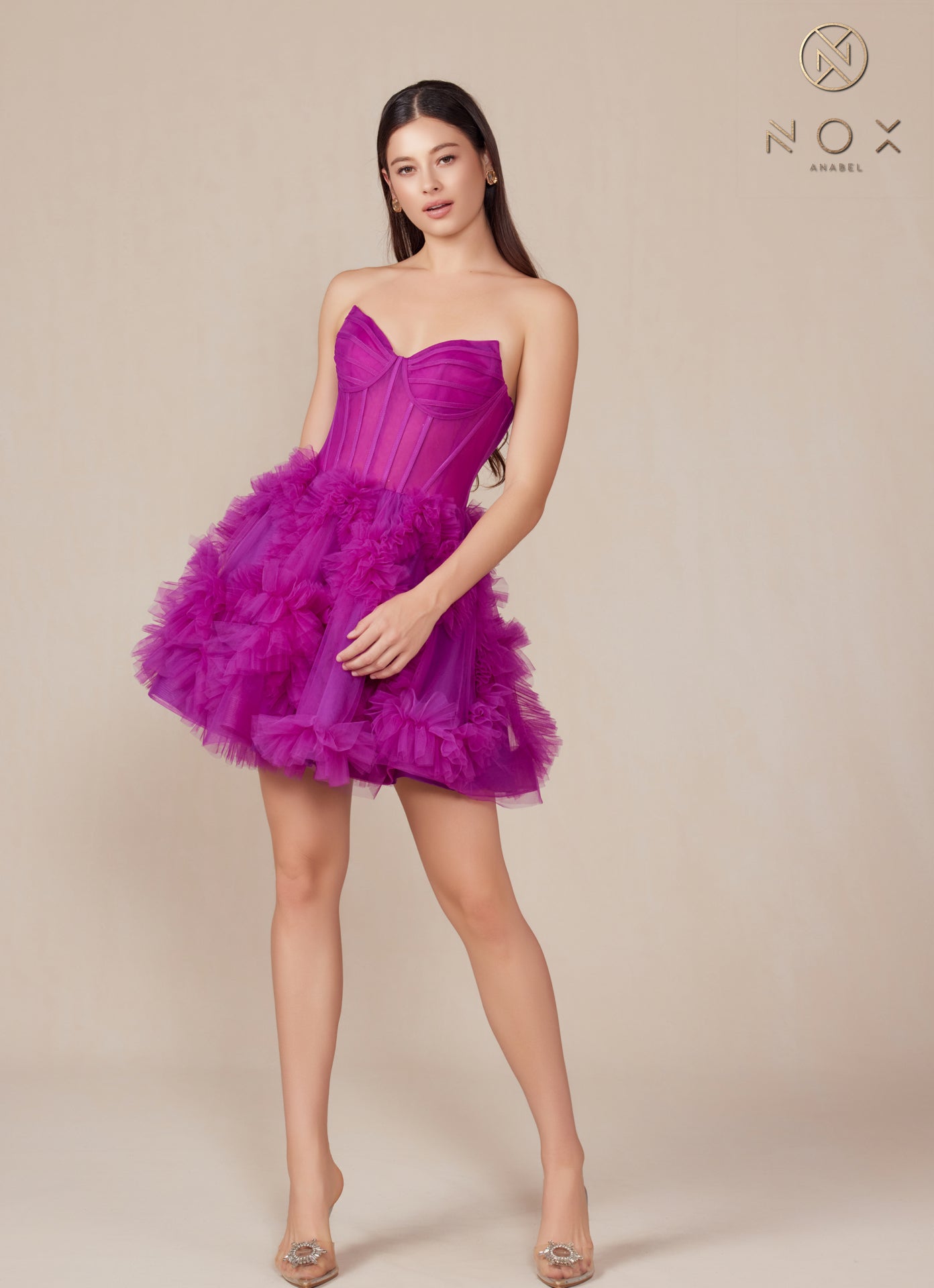 Nox Anabel Y859 Short Homecoming A Line Ruffle Cocktail Dress