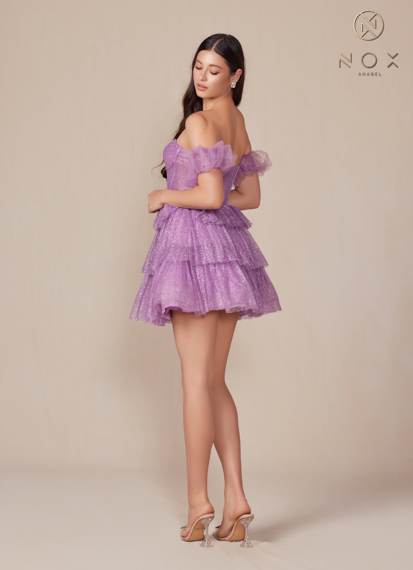 Cocktail Dresses A Line Short Tiered Cocktail Dress Dusty Lavender