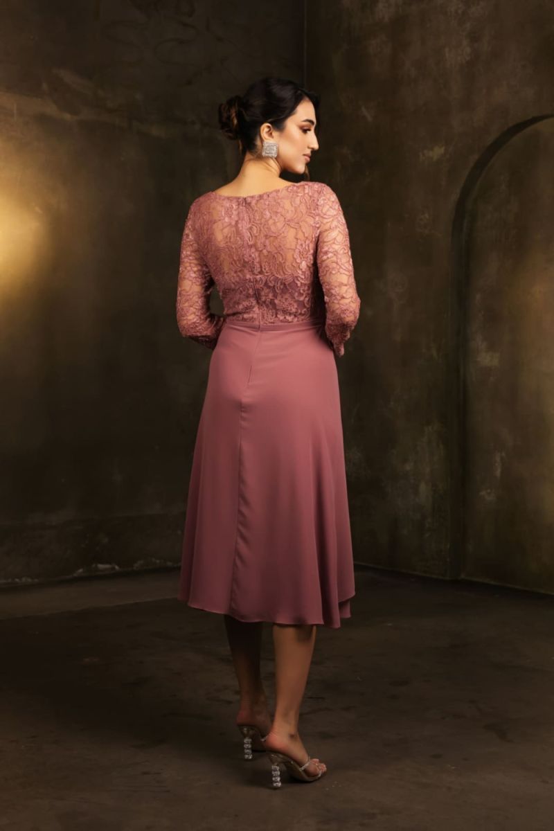 Bateau Tea-Length Lace Mother of the Bride A-Line May Queen 2100