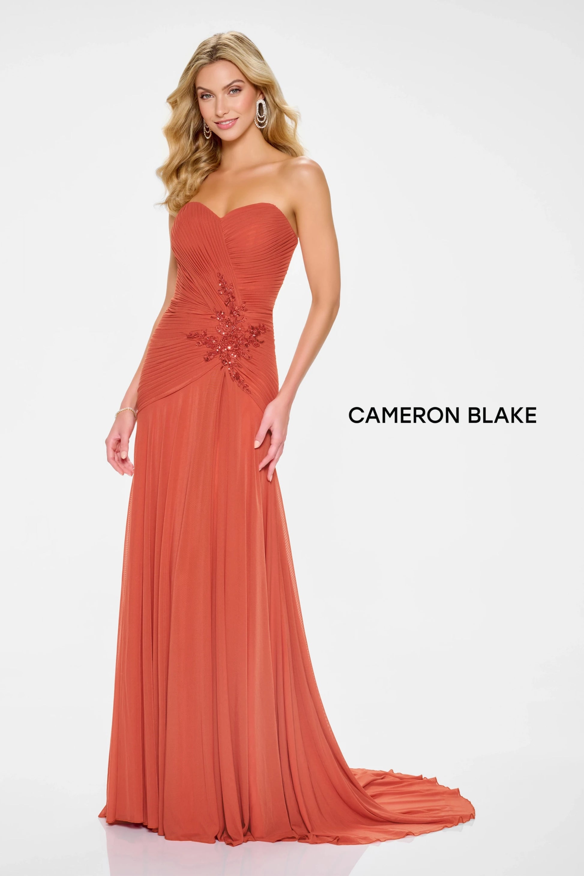 Cameron Blake CB202 Long A Line Formal Beaded Evening Dress