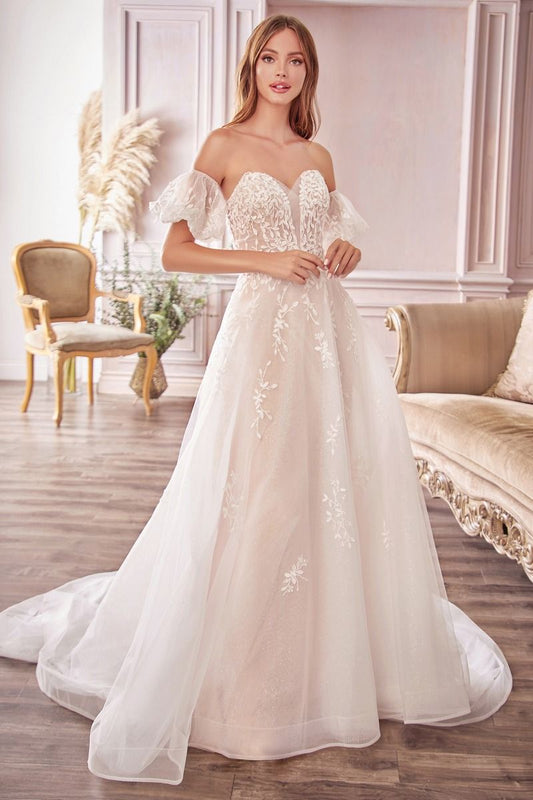 Wedding Dresses A Line Long Bridal Gown Detachable Sleeves Wedding Dress Off White Nude