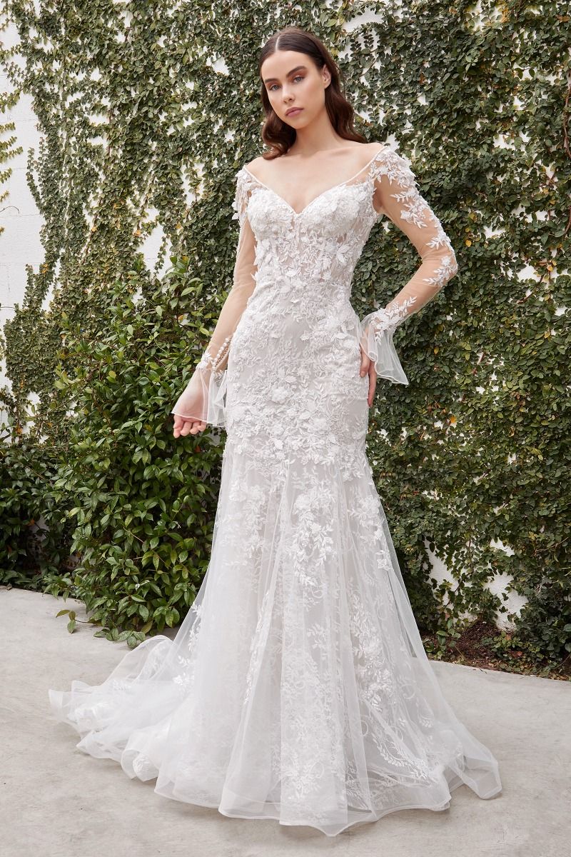 Wedding Dresses 3D Floral Lace Applique Corset Bridal Wedding Dress Off White Nude