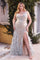 Plus Size Dresses Long Plus Size Formal Prom Feather Mermaid Dress Silver Nude