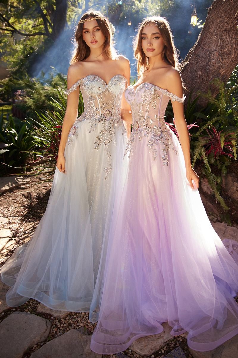 Andrea & Leo A1258 Elegant A-Line Tulle Ballgown with Embellished Bodice Dusty Blue / 10 Andrea & Leo A1258 Elegant A-Line Tulle Ballgown with Embellished Bodice Dusty Blue / 10