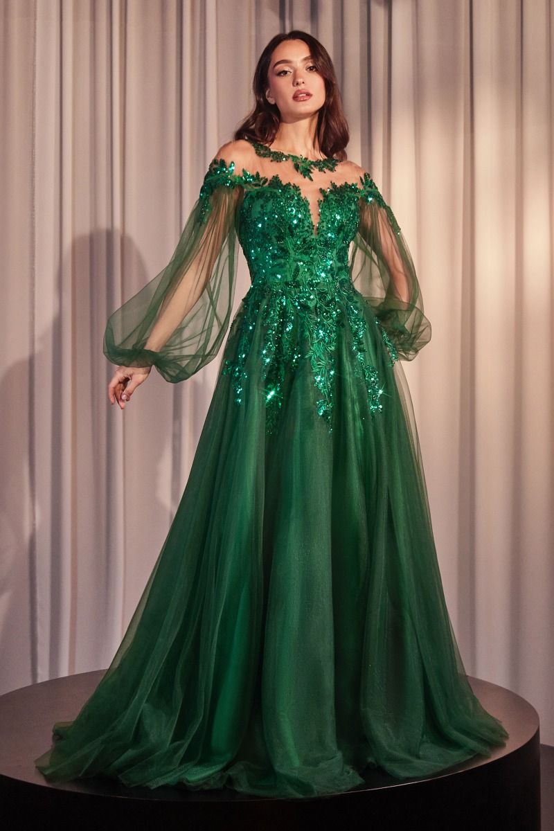 Formal Dresses Long Sleeve Formal Sequin Dress Emerald