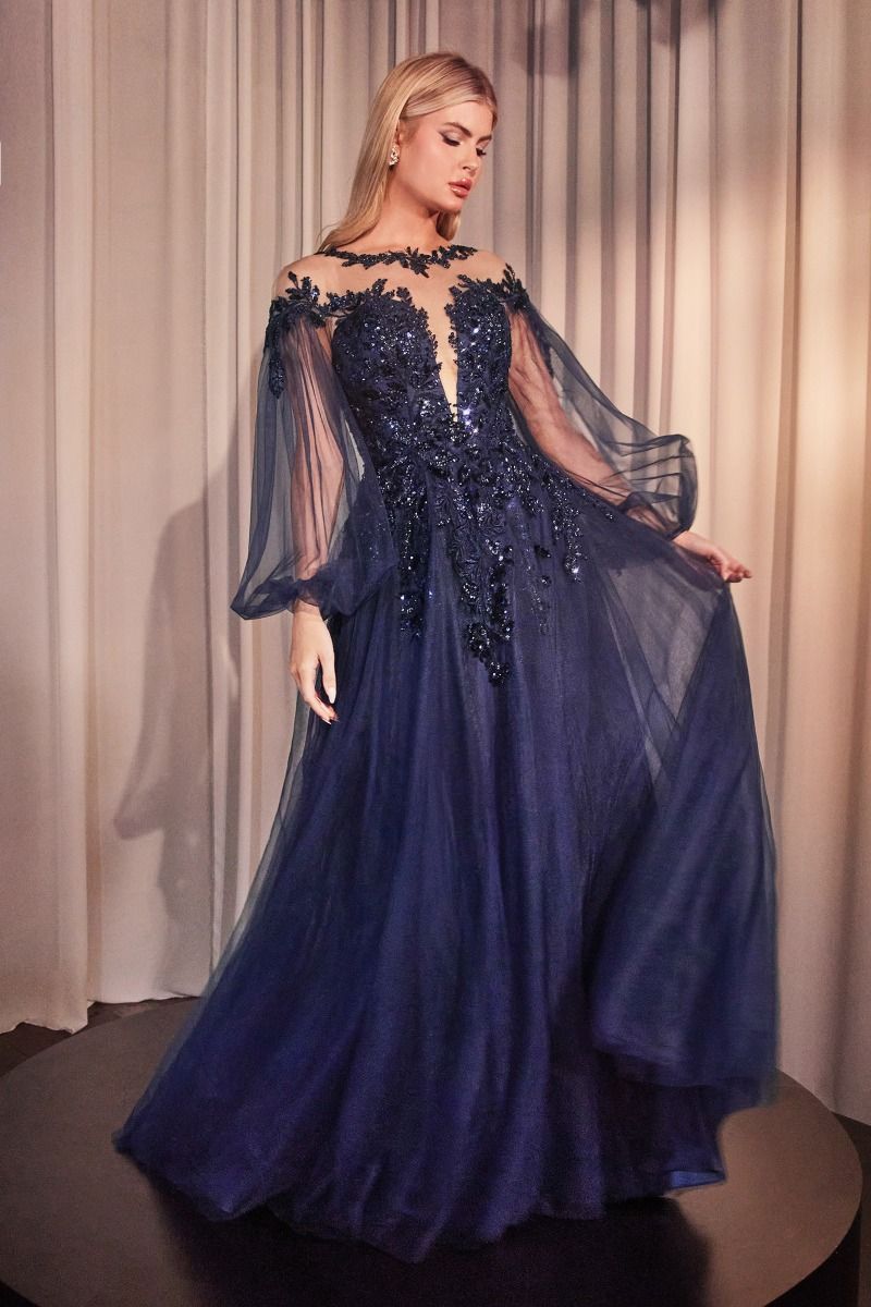 Formal Dresses Long Sleeve Formal Sequin Dress Navy