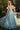 Prom Dresses Floral Print Long Formal Prom Pleated Dress Blue