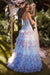 Prom Dresses Long Ruffle Formal Prom Floral Dress Blue