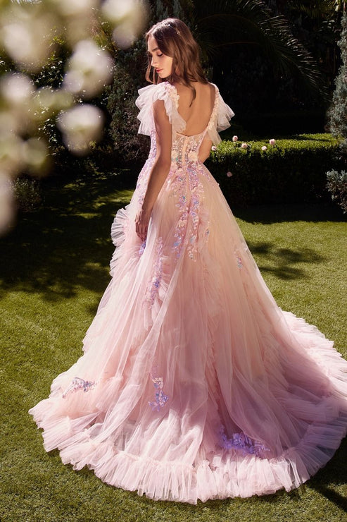 Blush Andrea & Leo A1340 3D Floral Formal Prom Long Ball Gown for $460. ...