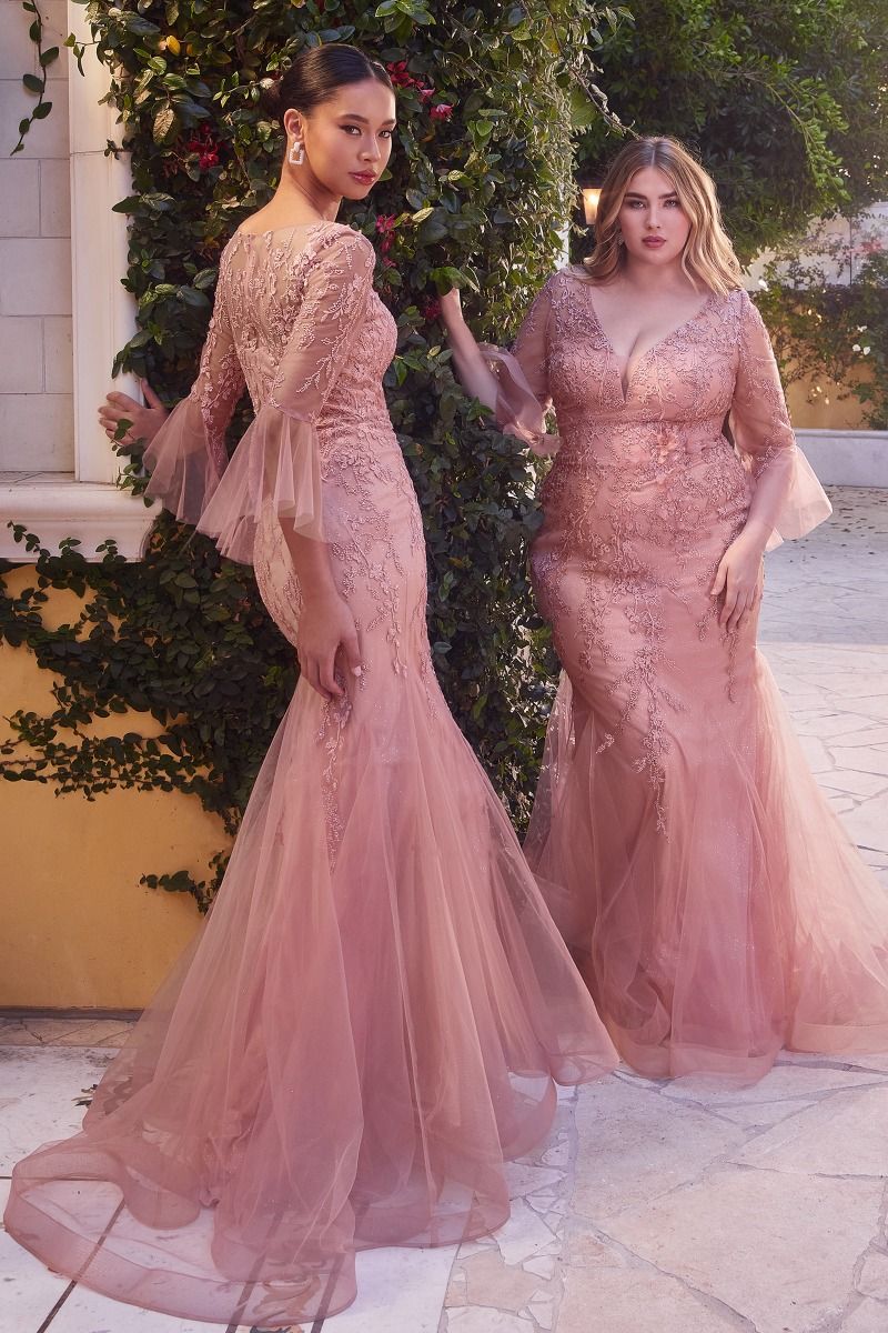 Formal Dresses Long Beaded Mermaid Formal Prom Dress Rose
