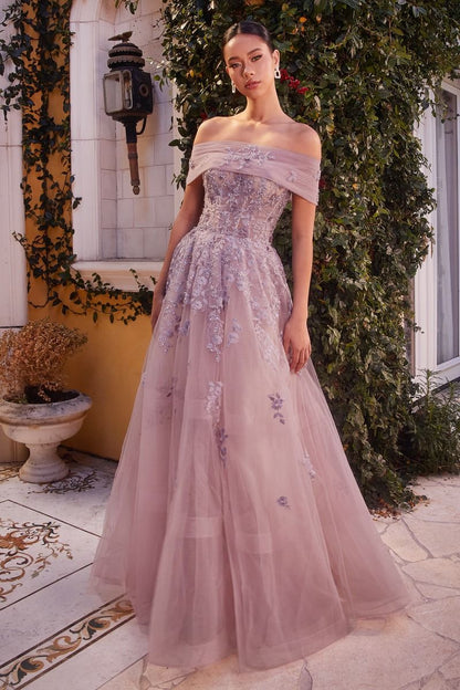 Prom Dresses Floral Formal Prom Long A Line Dress English Violet