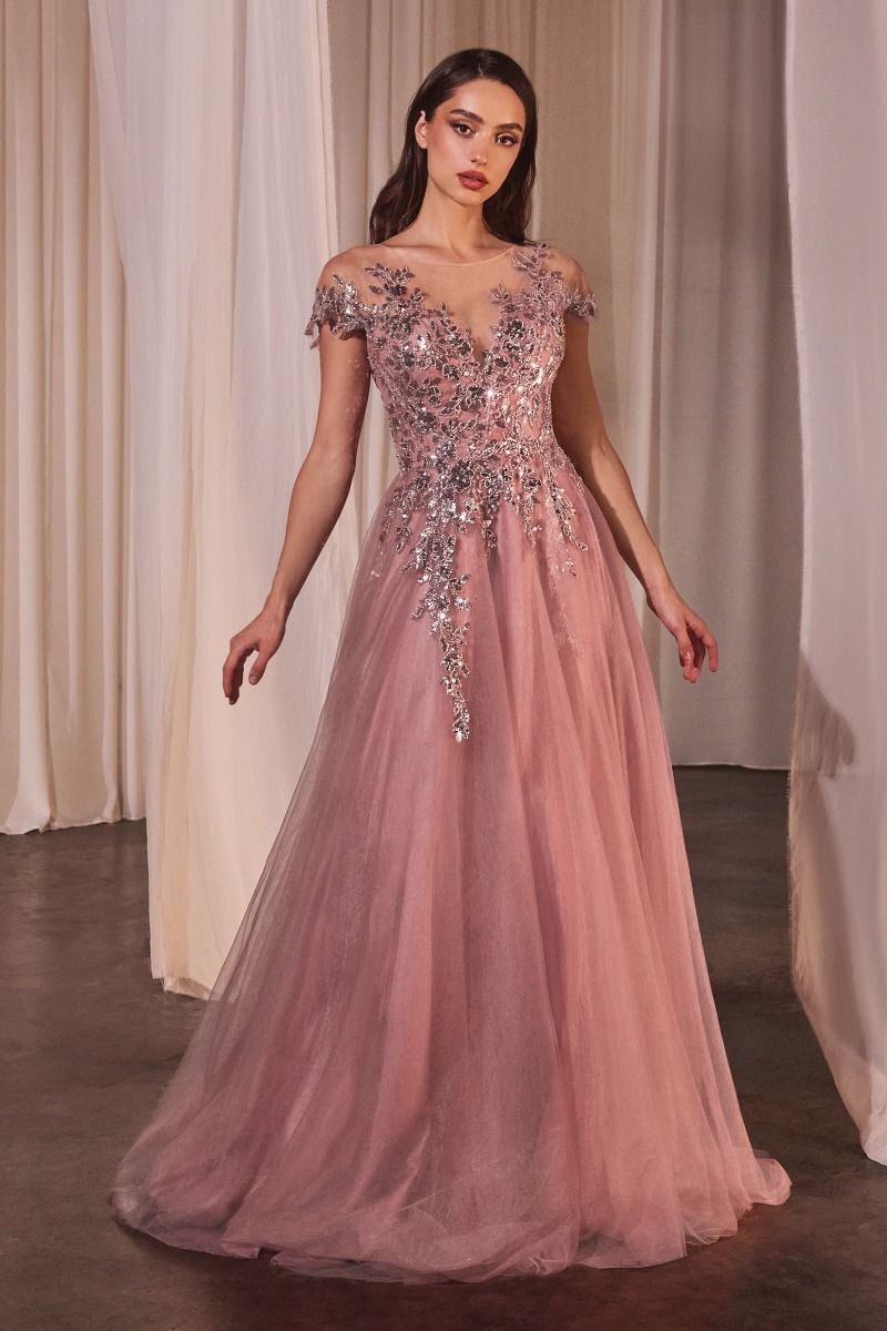 Dusty Rose Andrea & Leo A1350 Sequin A Line Long Formal Prom Dress for ...