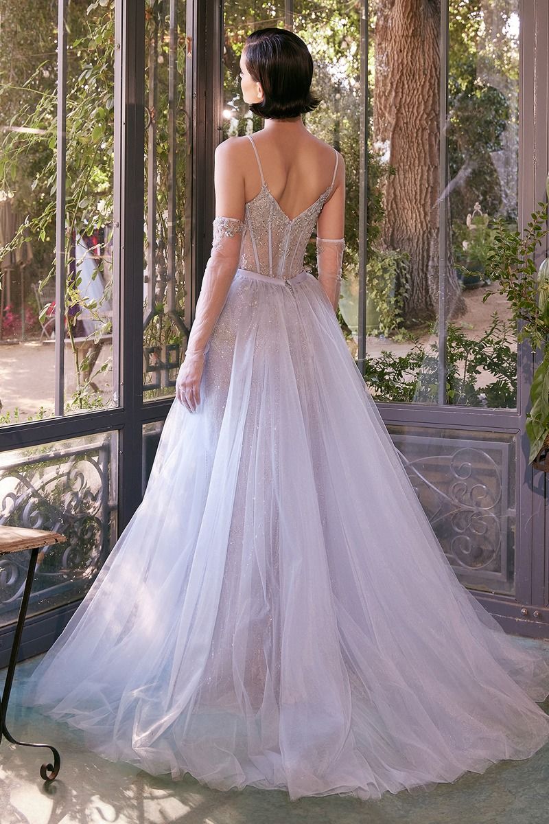 Prom Dresses Fitted Layered Long Formal Beaded Prom Dress LT Blue