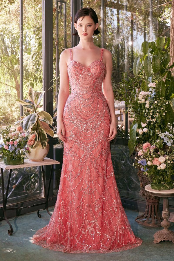 Andrea & Leo A1363 Long Formal Fitted Beaded Prom Dress