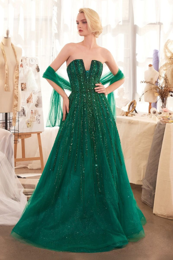 Andrea & Leo A1369 Long Fitted Ombre Beaded Formal Prom Dress