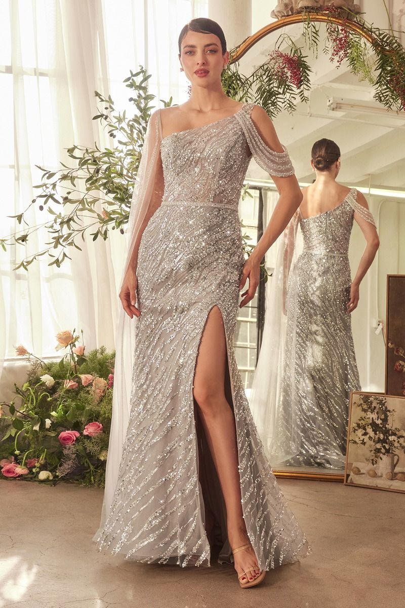 Andrea & Leo A1370 Long Fitted Slit Beaded Formal Prom Dress