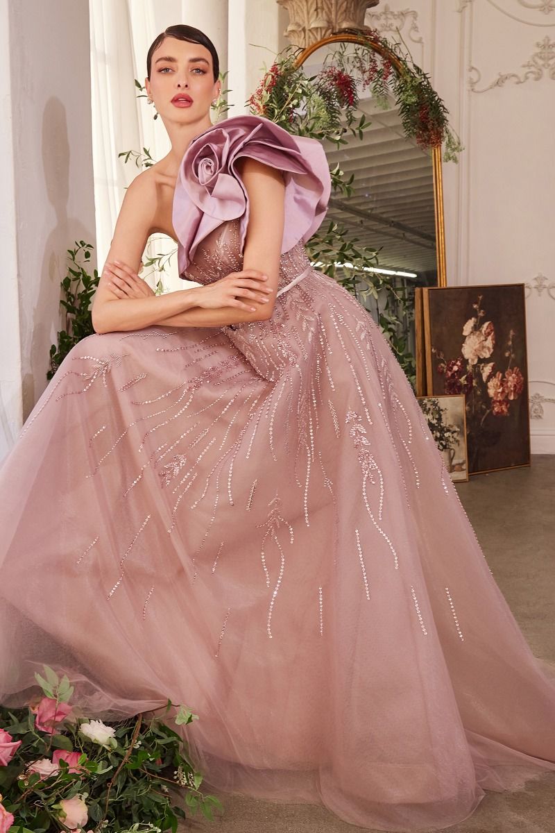 Andrea & Leo A1373 Long A Line Formal Beaded Layered Prom Dress