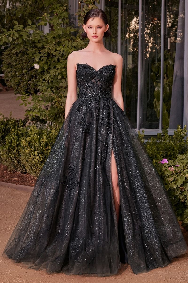 Andrea & Leo A1378 Long Formal Ball Gown Layered Sequin Floral Prom Dress