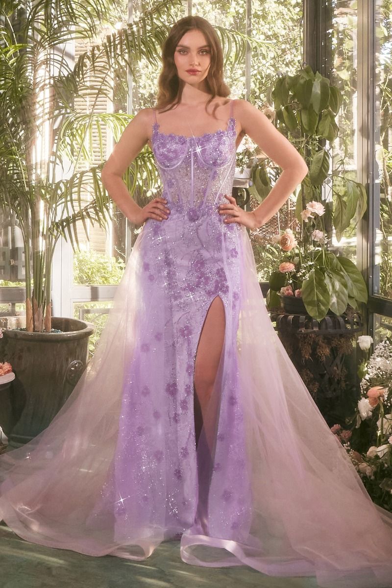 Andrea & Leo A1382 Long Formal Fitted Glitter Overskirt Prom Dress