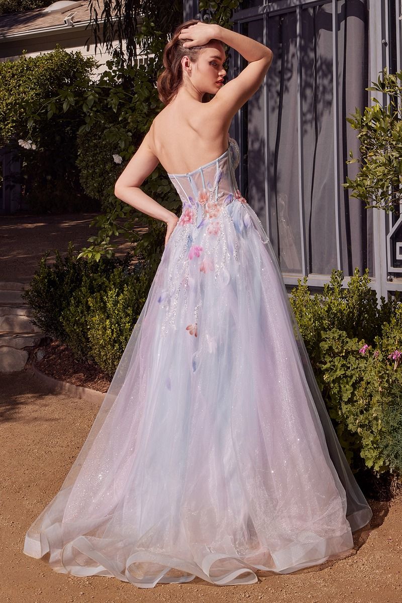 Andrea & Leo A1383 Long Formal Floral A Line Printed Prom Dress