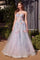 Prom Dresses Long Formal Floral A Line Printed Prom Dress LT Blue