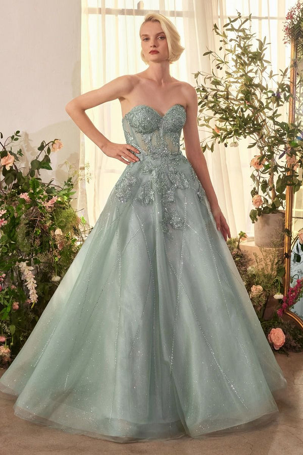 Prom Dresses Ball Gown Long Layered Glitter Formal Prom Dress Sage