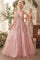 Prom Dresses A Line Long Floral LaceApplique Formal Prom Dress Mauve