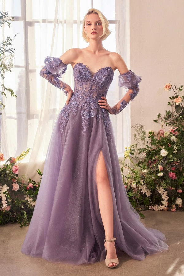 Andrea & Leo A1398 Long A line Gltter Formal Layered Slit Prom Dress