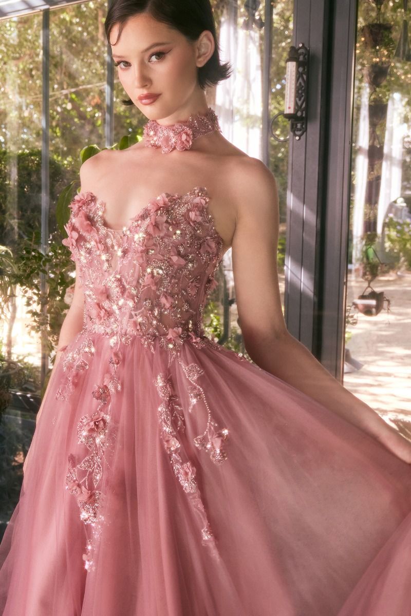Andrea & Leo A1399 Long Lace Formal Ball Gown Glitter Prom Dress
