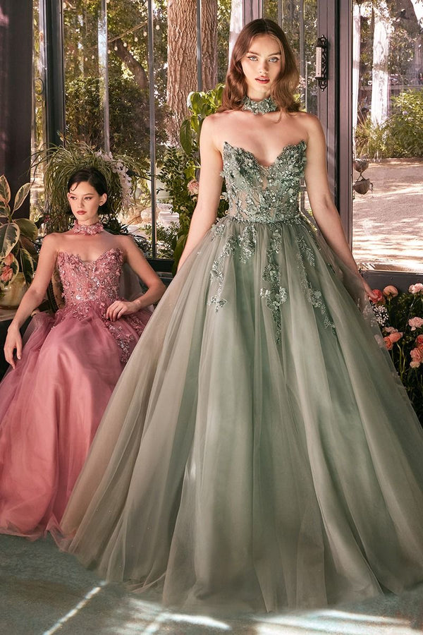 Andrea & Leo A1399 Long Lace Formal Ball Gown Glitter Prom Dress