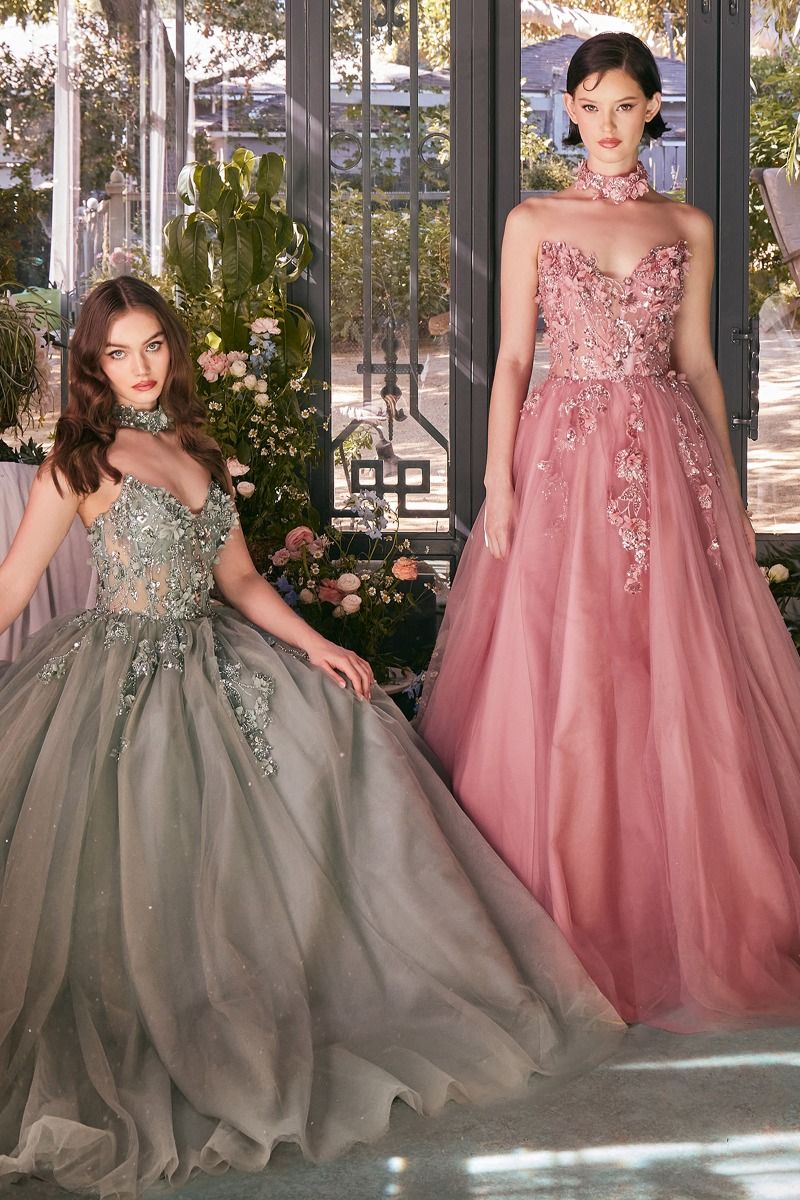 Andrea & Leo A1399 Long Lace Formal Ball Gown Glitter Prom Dress