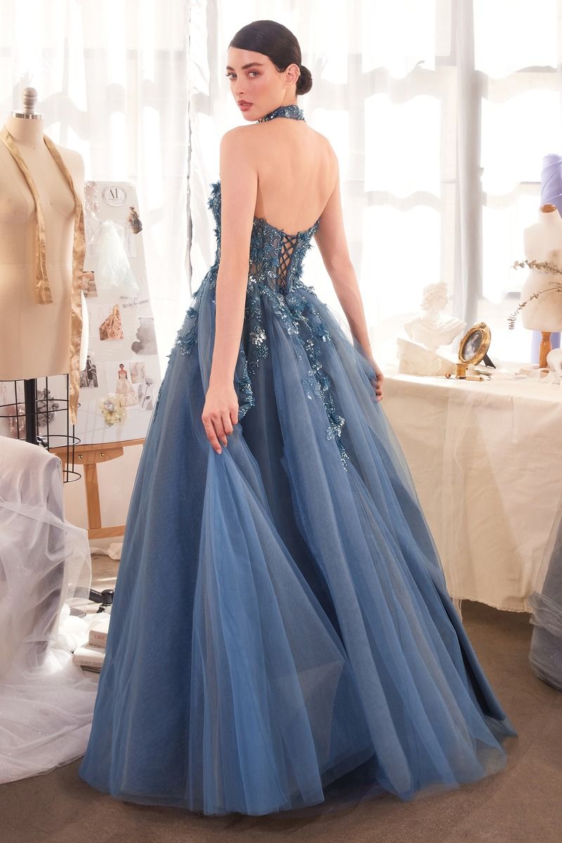 Andrea & Leo A1399 Long Lace Formal Ball Gown Glitter Prom Dress
