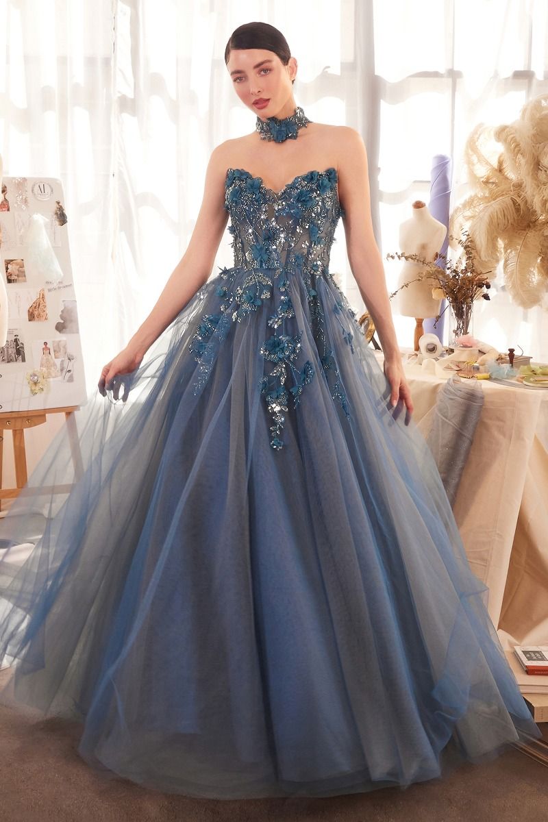 Andrea & Leo A1399 Long Lace Formal Ball Gown Glitter Prom Dress