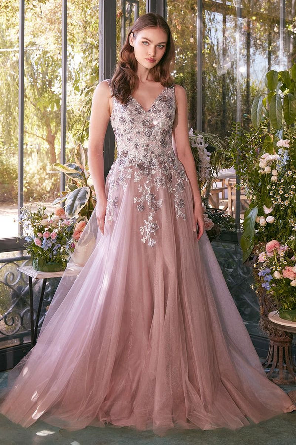 Andrea & Leo A1401 A Line Formal Long Prom Sequin Dress