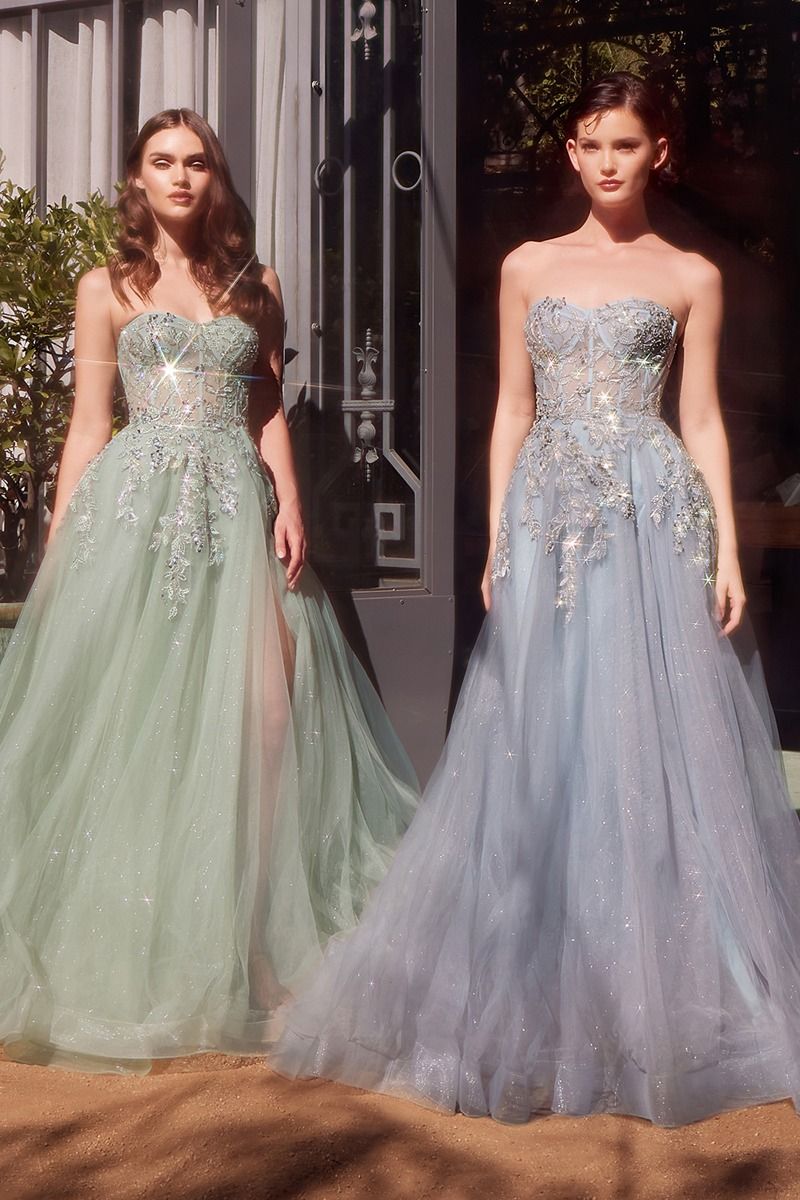 Andrea & Leo A1415 Prom Layered Long Glitter Ball Gown Formal Dress