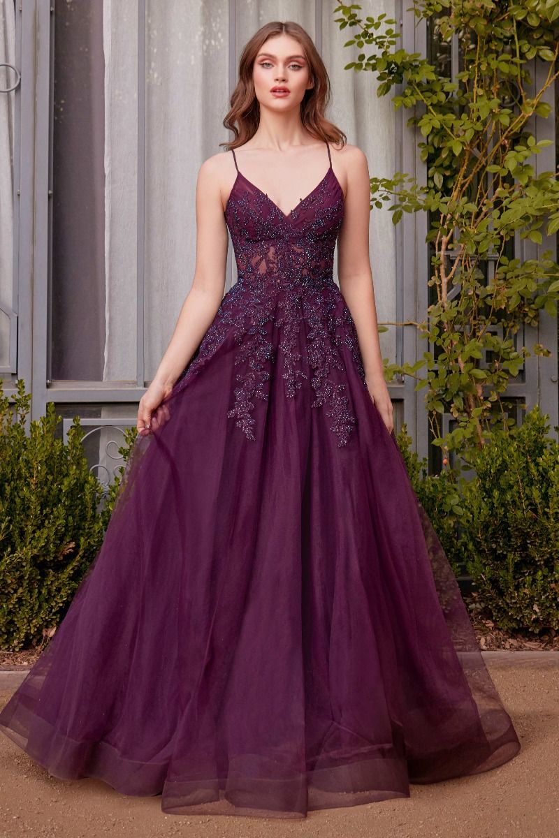 open lace back dress Forest Green Spaghetti-Straps High-Split Long Prom Dress main image 0