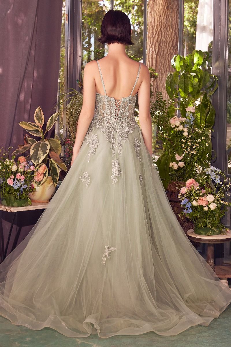 Prom Dresses Long Formal A Line Lace Prom Dress Sage
