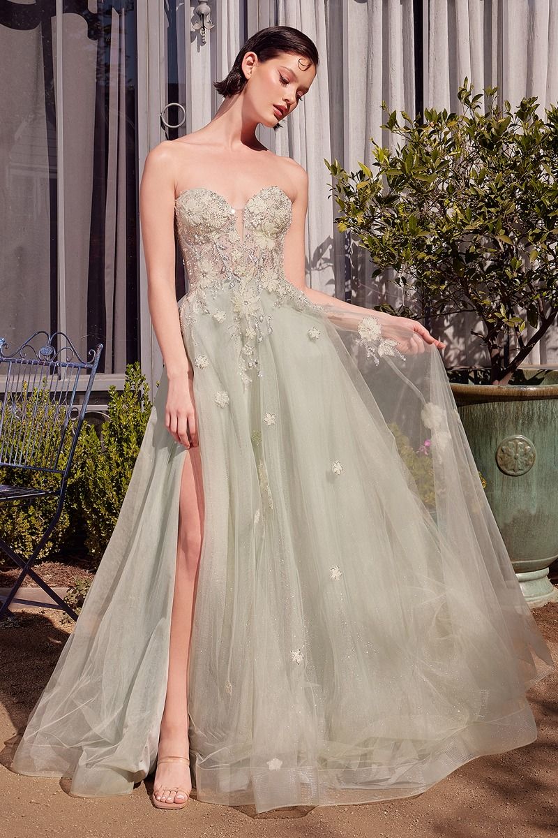 Andrea and Leo A1418 Light Green Prom Ball Gown Sage / 14 Andrea and Leo A1418 Light Green Prom Ball Gown Sage / 14