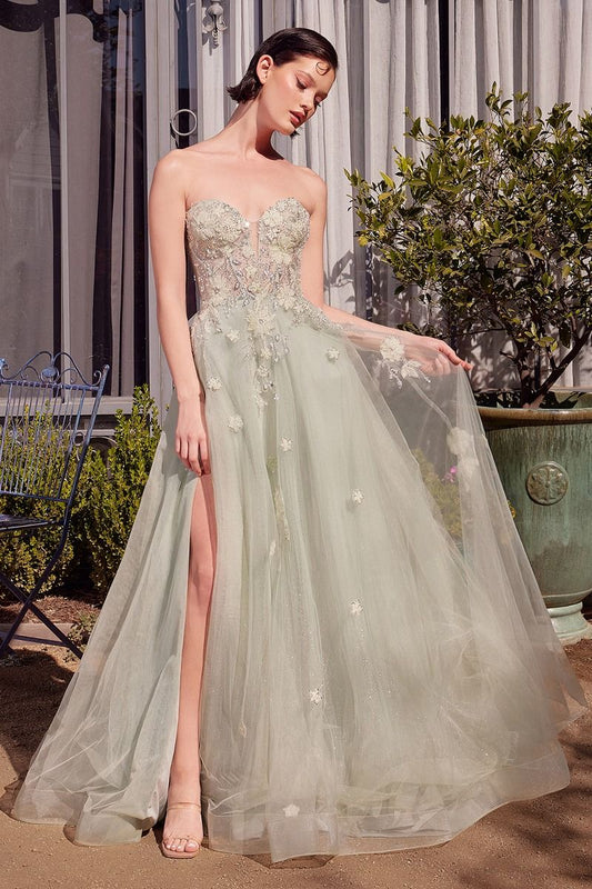 Prom Dresses Long Floral Ball Gown Formal Prom Dress Sage