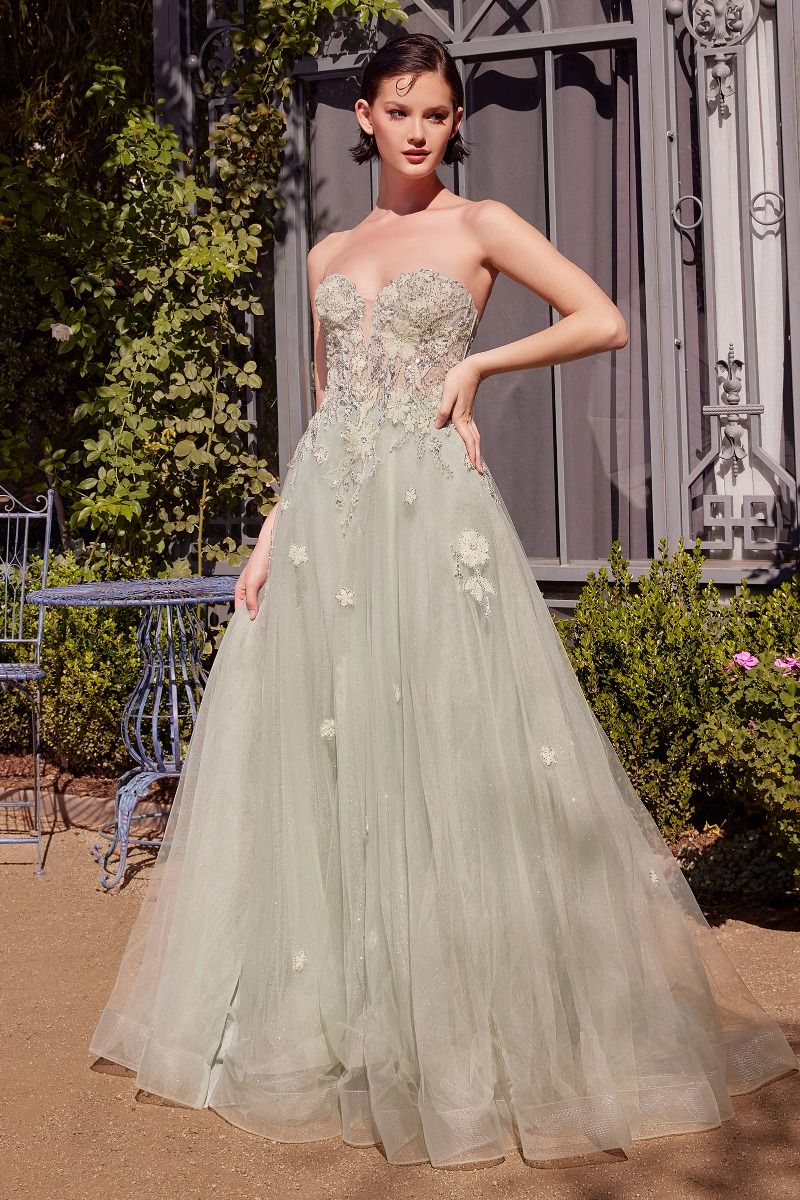 Andrea & Leo A1418 Long Floral Ball Gown Formal Prom Dress