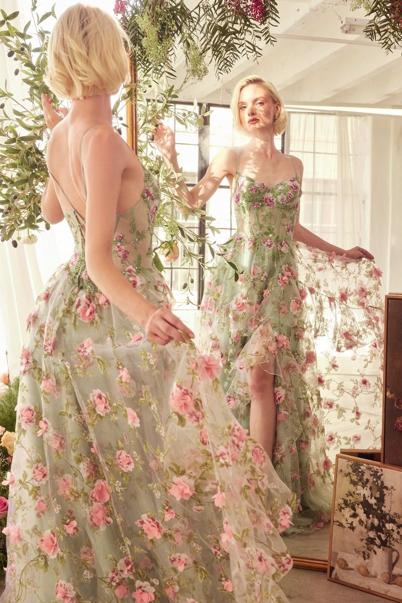Andrea & Leo A1420 Long Floral Printed A Line Formal Prom Dress Andrea & Leo A1420 Long Floral Printed A Line Formal Prom Dress