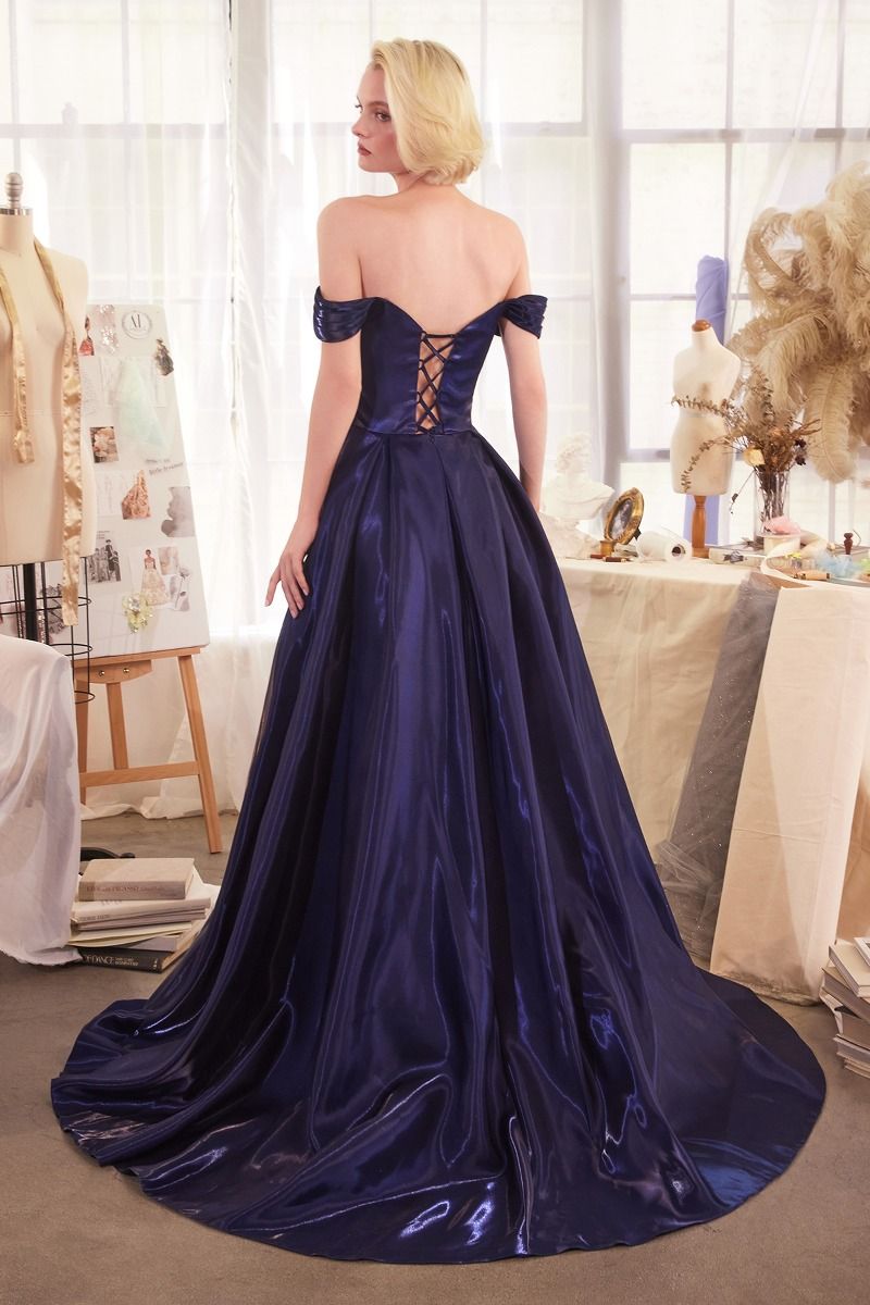 Andrea & Leo A1424 Long Pleated Ball Gown Slit Formal Prom Dress