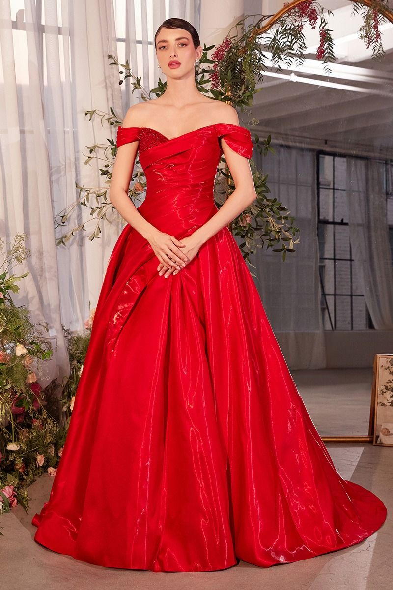 Andrea & Leo A1424 Long Pleated Ball Gown Slit Formal Prom Dress