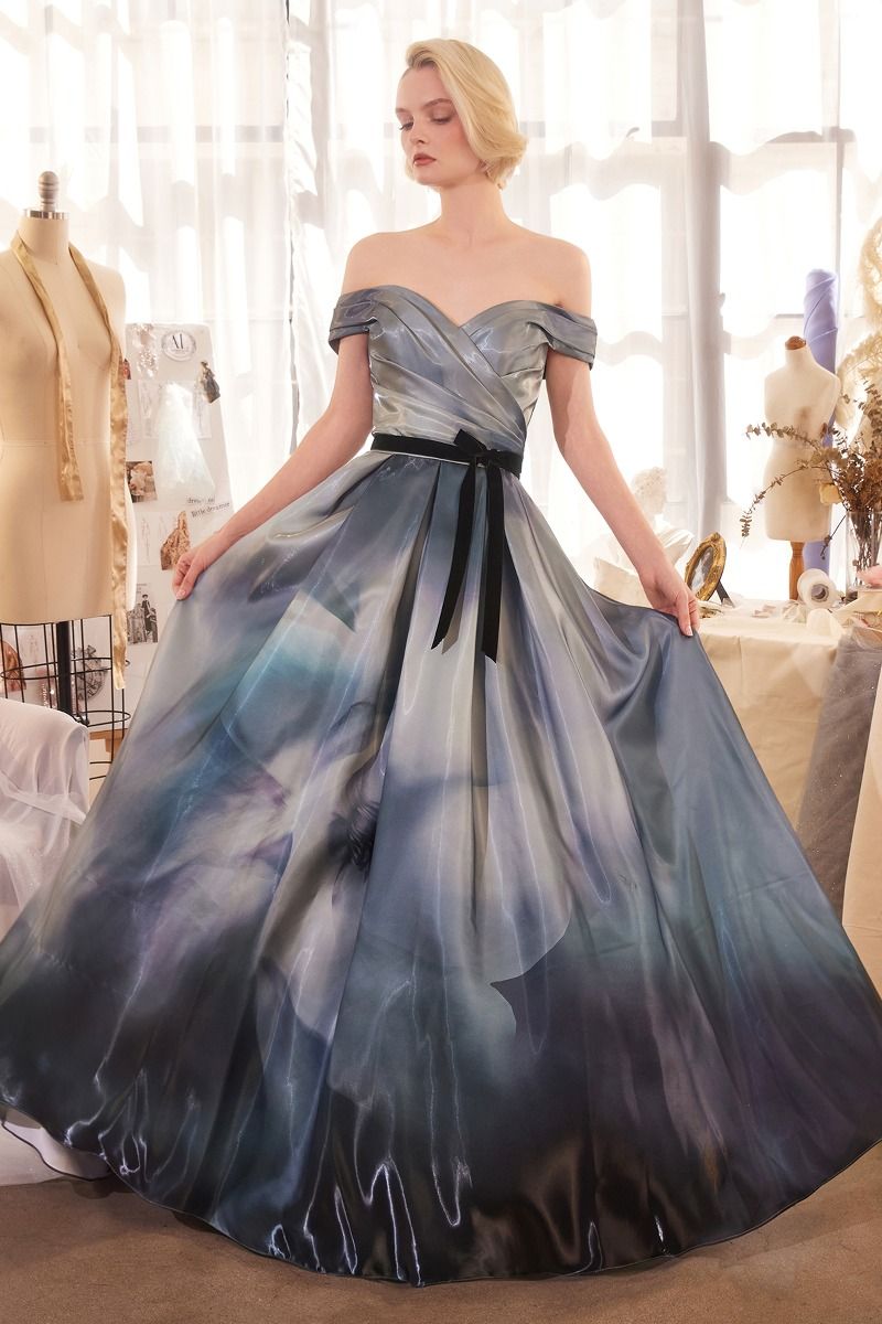 Andrea & Leo A1431 Long Formal Ball Gown Printed Prom Dress