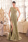 Prom Dresses Long Fitted Evening Gown Beaded Slit Formal Prom Dress Sage