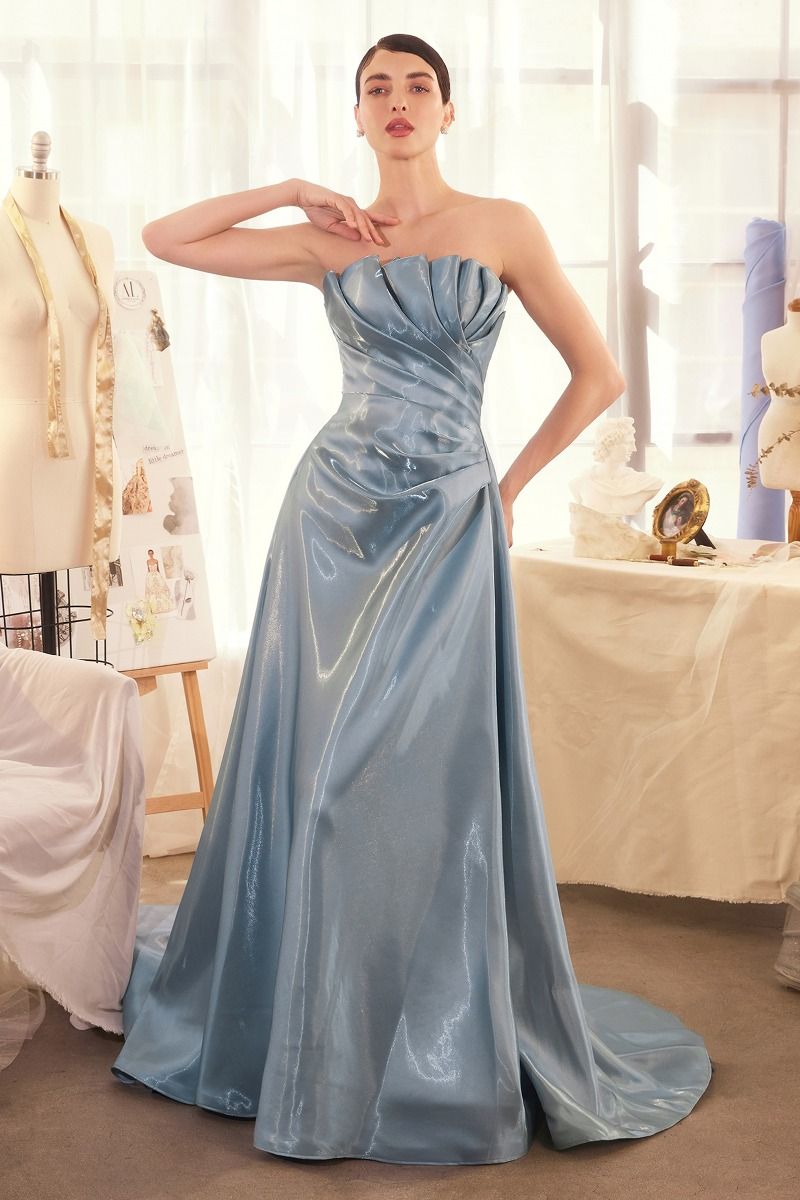 Andrea & Leo A1439 A Line Long Formal Pleated Prom Dress
